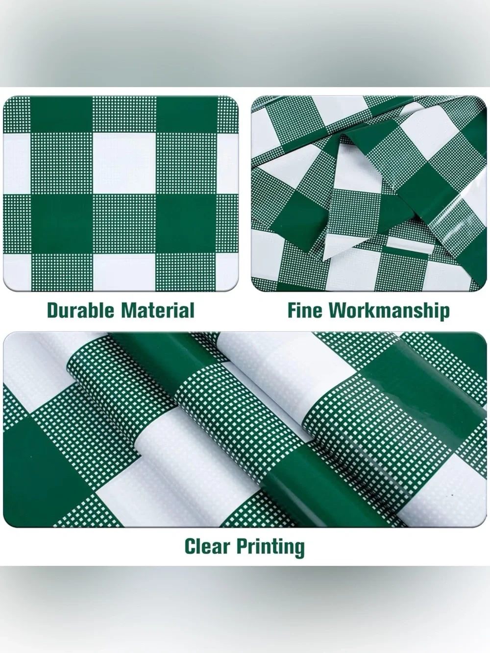 Green & White Checkered Table Cover